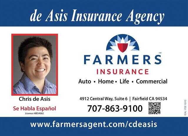 grocery store shopping cart advertisement for de asis insurance agency